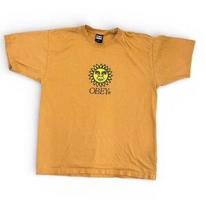 OBEY Sunflower Logo Mustard Graphic Tee Streetwear Unisex